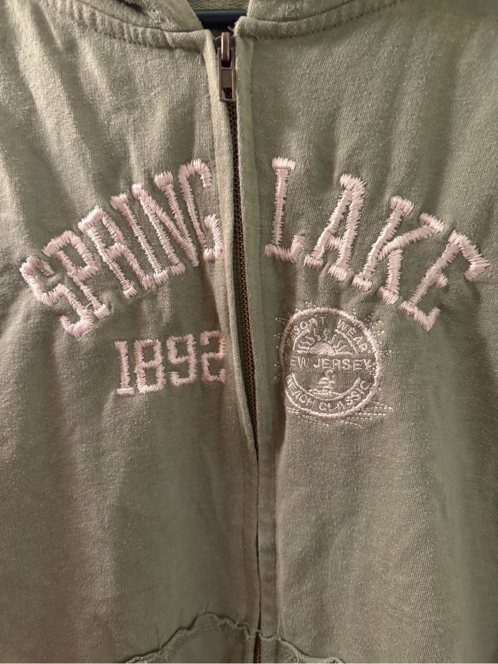 Caribbean Olive Green Hoodie with White Crest Embroidery